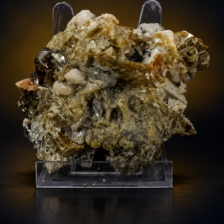 Transparent Apatite Crystal Group with Pyrite and Calcite Inclusions — India | 470 g | 13 × 11 × 5 cm