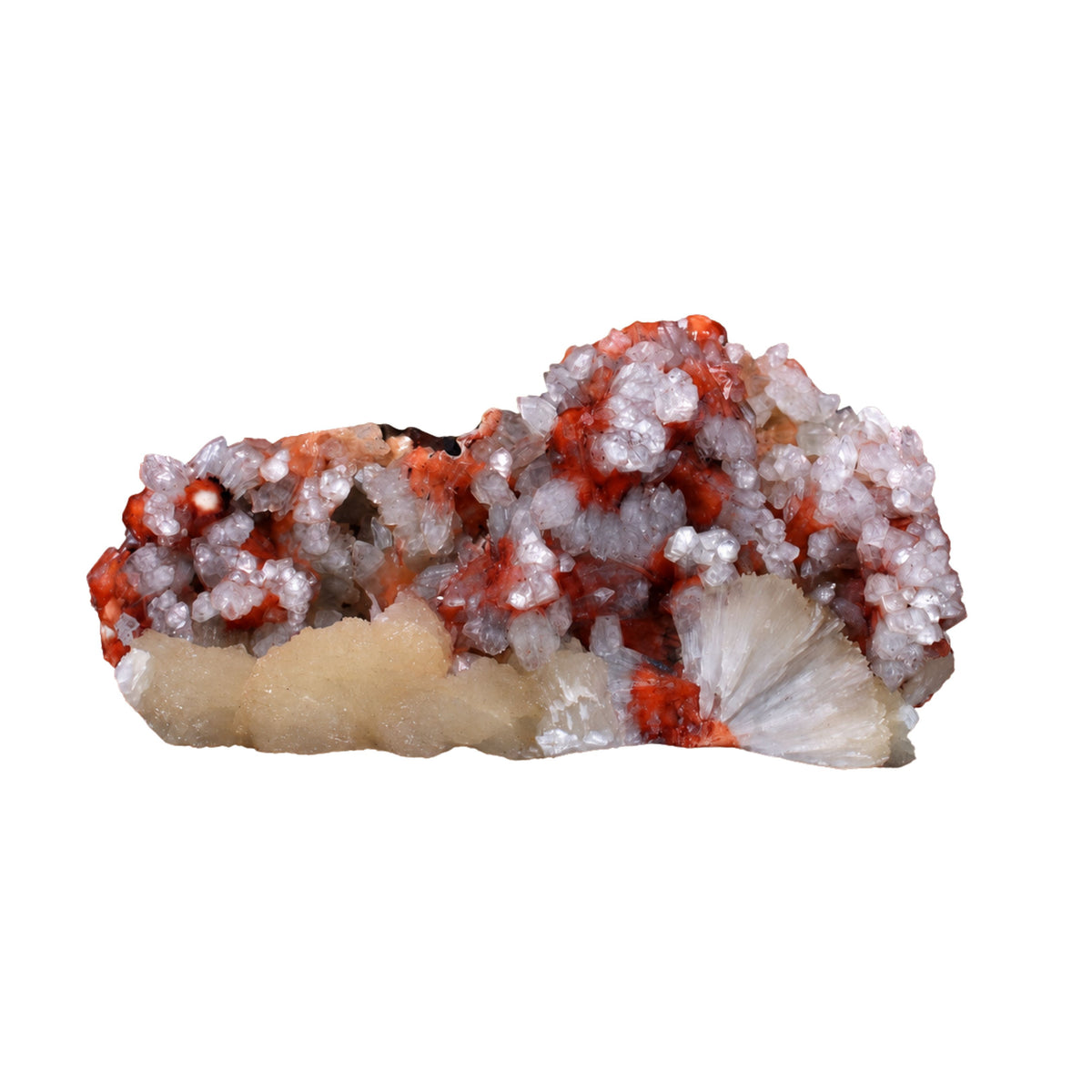 Apophyllite with Stilbite on Druzy Bladed Formation · 350 g · 15 × 8 × 5 cm