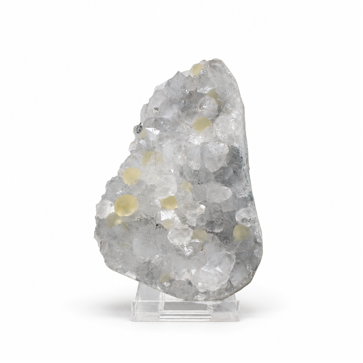 Botryoidal Yellow Fluorite on Quartz Crystal Specimen | 11×7×3 cm | 260g