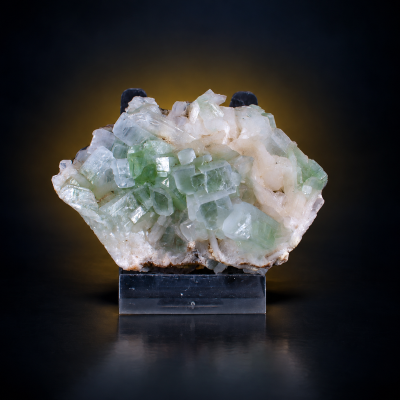 Green Apophyllite Tabular Crystal Group with Heulandite | 130 g | 9 × 5 × 4 cm