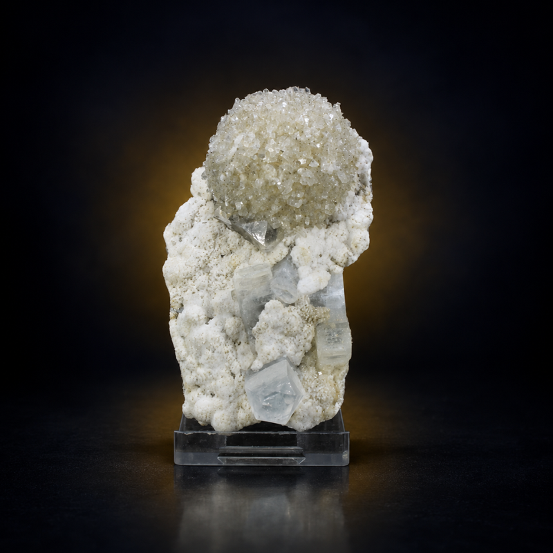 Apophyllite Tabular Crystal Group with Stilbite Cluster | 100 g | 8 × 5 × 4 cm