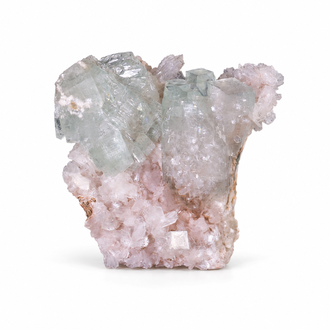 Natural Green Apophyllite with Stilbite, Matrix &amp; Heulandite – 210 g