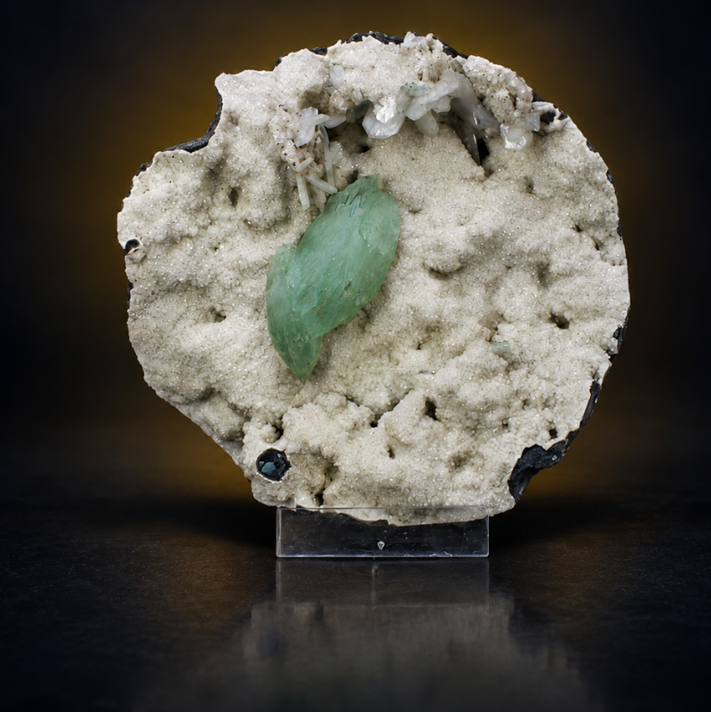 Green Apophyllite Crystal Group with Heulandite and Mordenite — India | 300 g | 12 × 11 × 4 cm