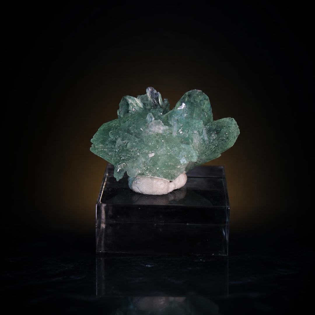 Natural Green Apophyllite Crystal Matrix – Mineral Specimen from India