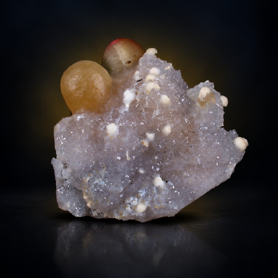 Fluorite Spheres on Crystalline Matrix – Natural Mineral Specimen