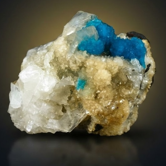 Blue Cavansite Crystal Cluster on Cream Matrix — India | 20 g | 3 × 2 × 2 cm