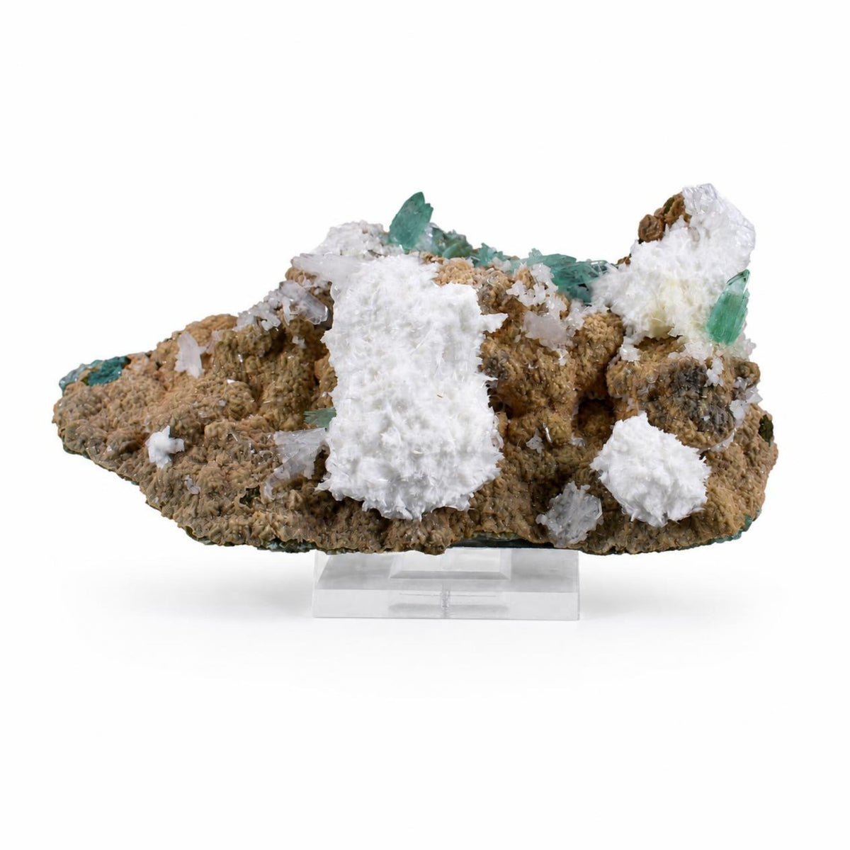 Natural Green Apophyllite, Mordenite & Stilbite Crystal – Mineral Specimen 185 gm 13 × 7 × 4 cm