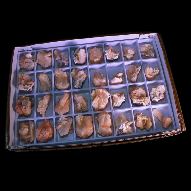 Orange Stilbite and Heulandite Crystal Lot 32 Pieces — India | 1600 g total | Avg. 6 × 5 × 5 cm