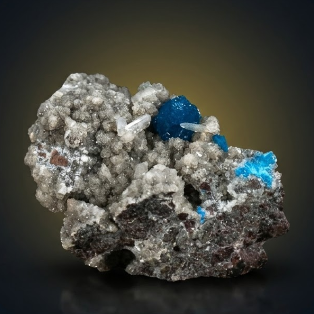 Blue Cavansite Crystal Aggregates on Grey Crystalline Matrix — India | 40 g | 5 × 3 × 2 cm