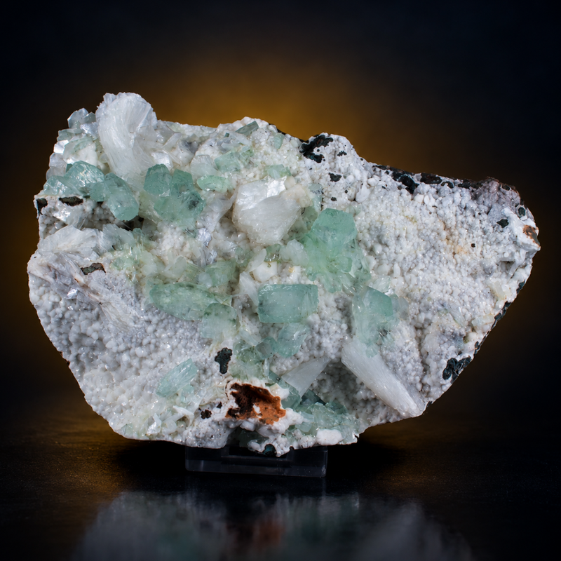 Green Apophyllite Tabular Crystal Group with Heulandite — India | 750 g | 16 × 12 × 6 cm