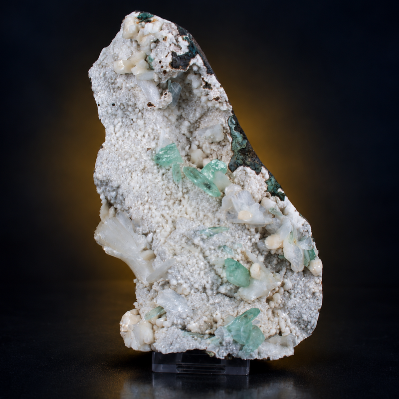 Green Apophyllite Crystal Group with Heulandite — India | 600 g | 17 × 9 × 6 cm
