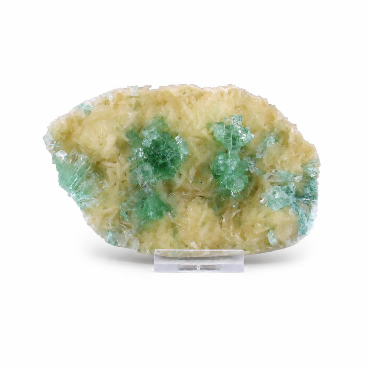 Natural Green Apophyllite with Stilbite Crystal Matrix Mineral Specimen from India 360 gm  14 × 10 × 2 cm