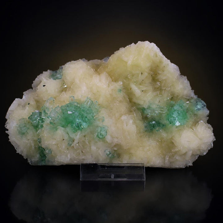 Green Apophyllite Crystal Group with Stilbite on Matrix — India | 410 g | 15 × 9 × 2 cm