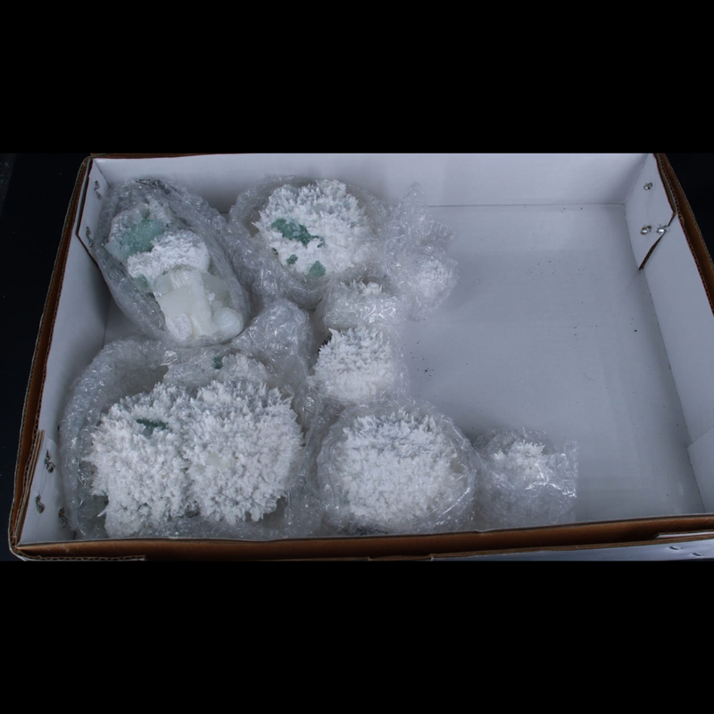 Green Apophyllite with Mordenite Crystal Lot 8 Pieces — India | 2000 g total | Avg. 3 × 4 × 3 cm