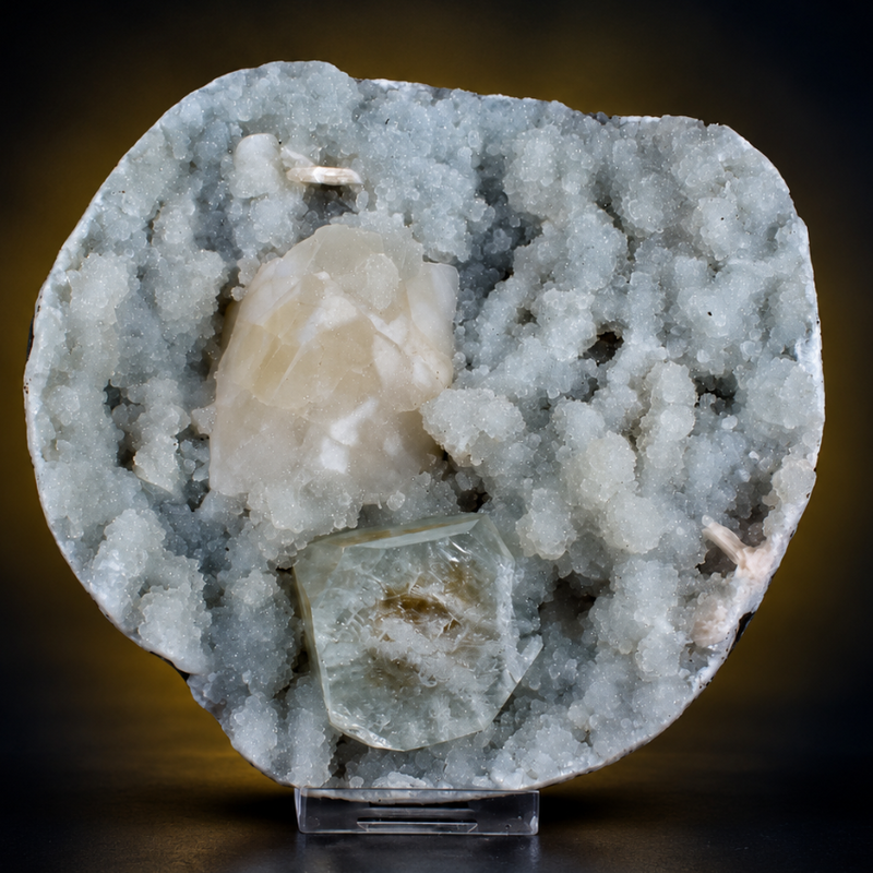 Blue Druzy Matrix with Calcite and Apophyllite — India | 870 g | 13 × 13 × 4 cm