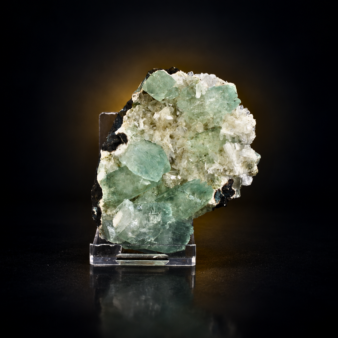 Natural Green Apophyllite with Stilbite Mineral Specimen – 130g