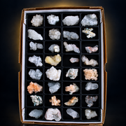 Mixed Natural Apophyllite, Stilbite &amp; Zeolite Mineral Lot – 32 Pieces