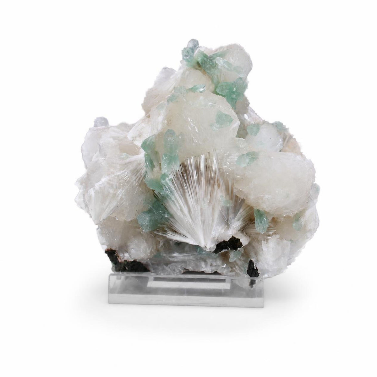 Natural Green Apophyllite with Stilbite & Scolecite Crystal Specimen – 600 gm | 11 × 10 × 5 cm