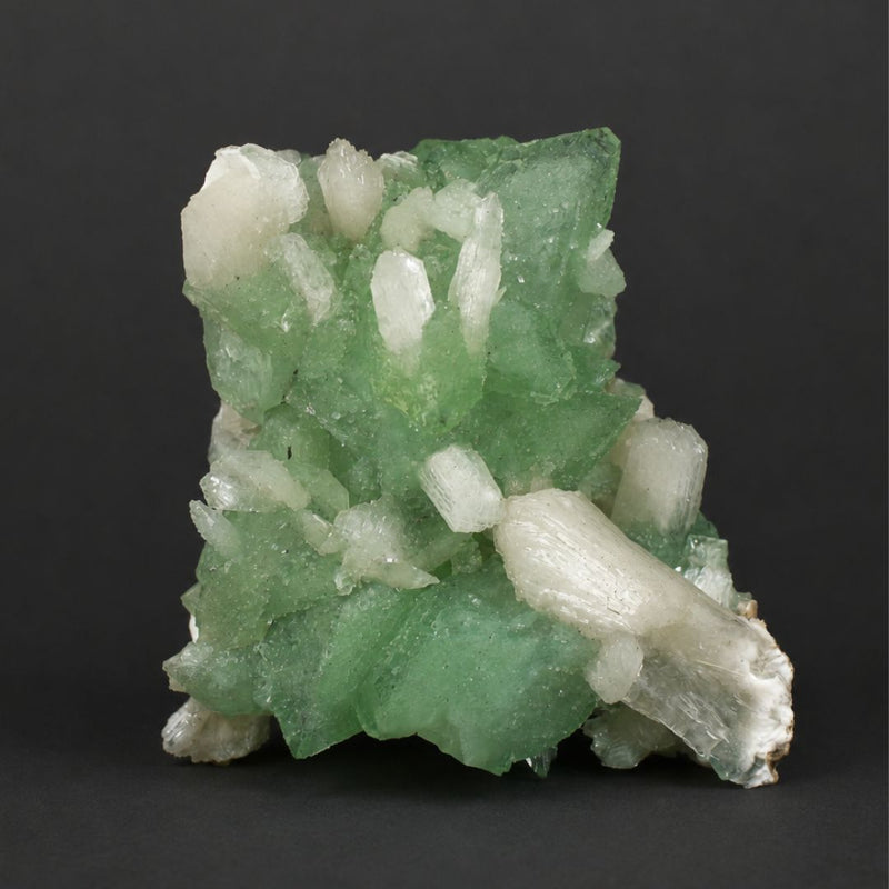 Green Tabular Apophyllite with Cream Stilbite Sheaves | 190 g | 8 × 7 × 5 cm