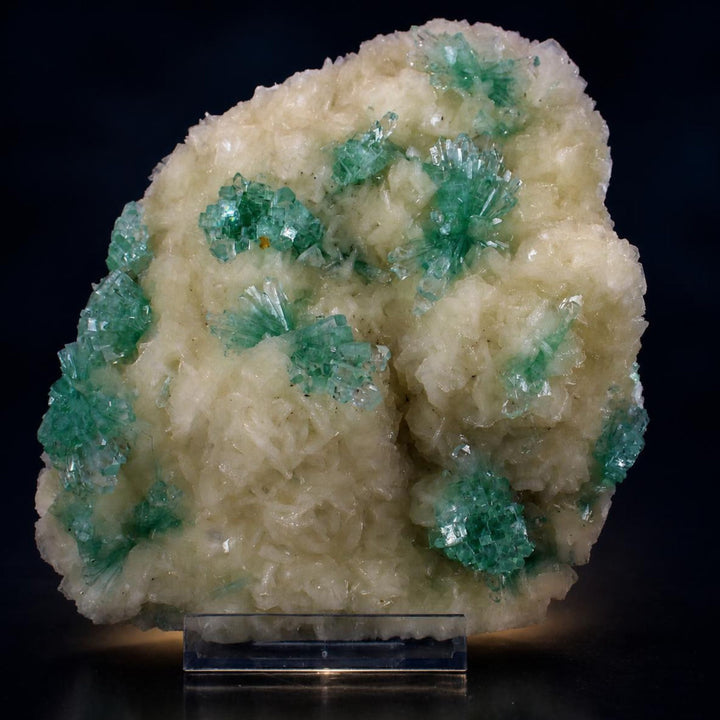Green Apophyllite Crystal Group with Stilbite on Matrix — India | 1200 g | 19 × 15 × 3 cm