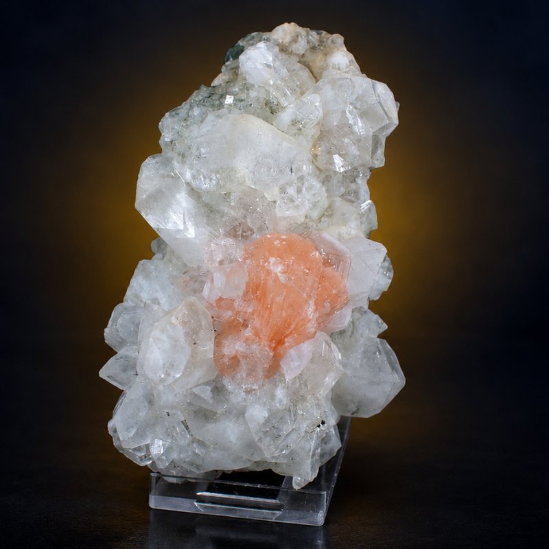 Apophyllite Tabular Crystal Group with Heulandite on Matrix — India | 380 g | 12 × 7 × 4 cm