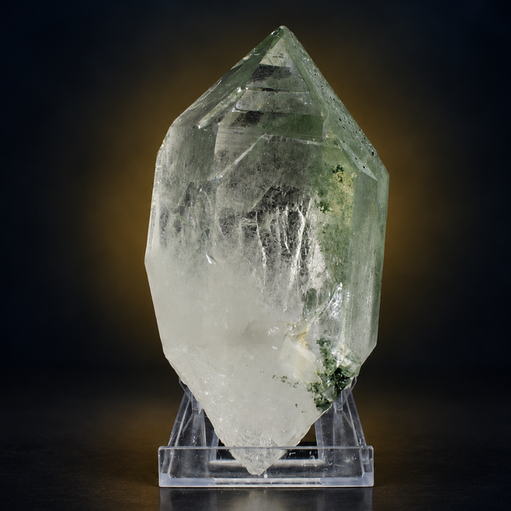 Green Chlorite Himalayan Quartz Prismatic Crystal — India | 800 g | 15 × 7 × 7 cm