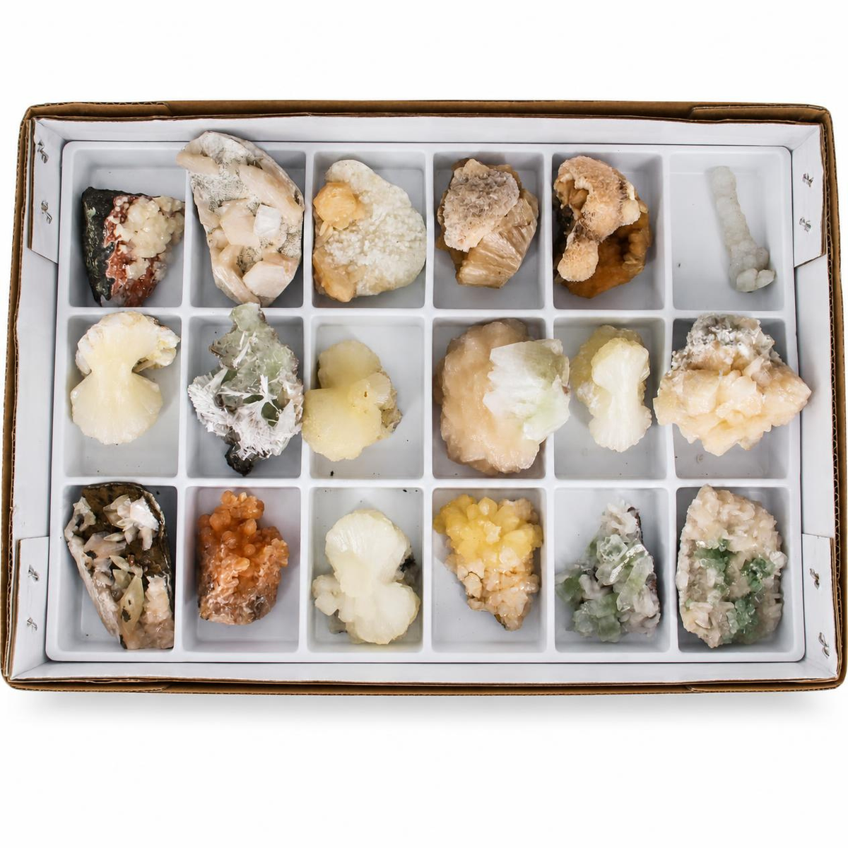 Mixed Natural Zeolite &amp Crystal Mineral Lot – Apophyllite Stilbite Calcite Heulandite &amp Scolecite