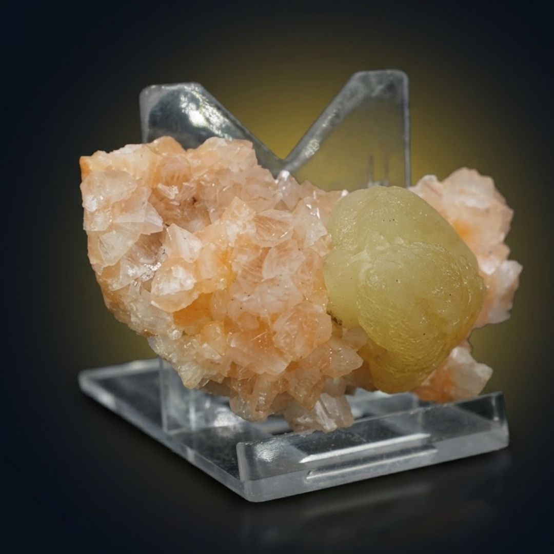Natural Orange Stilbite Crystal Cluster with Calcite – 50g