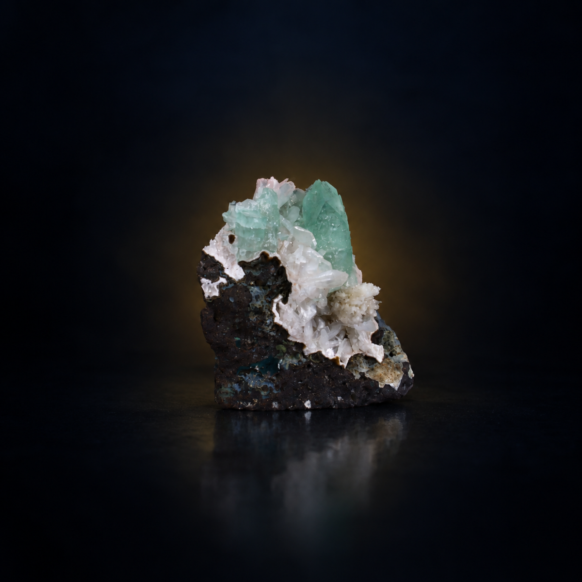 Natural Green Apophyllite with Stilbite and Heulandite Matrix – 70 g