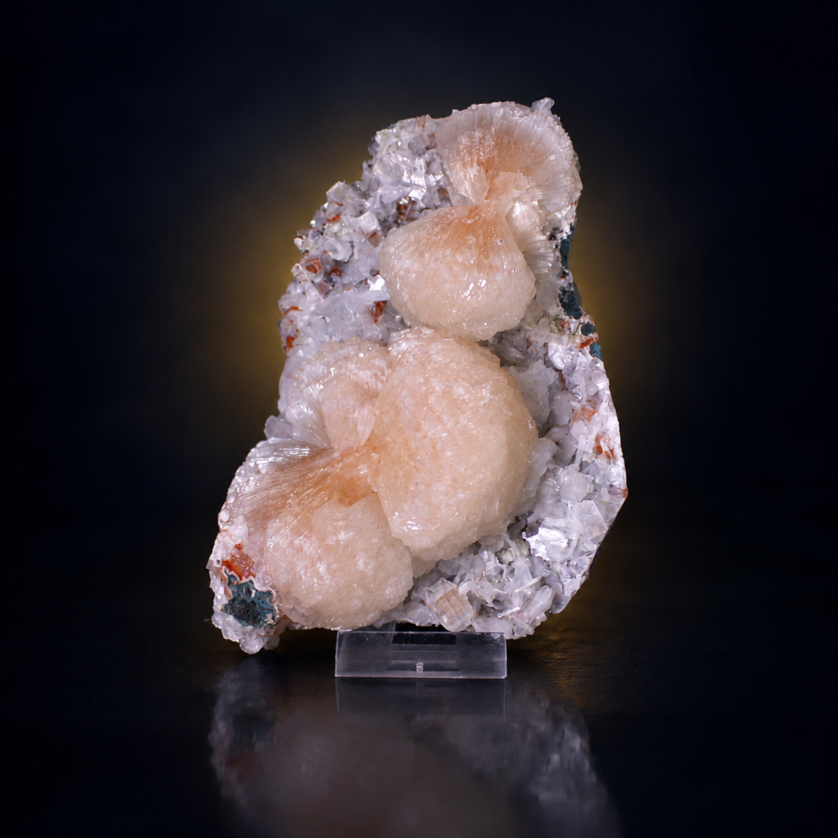 Natural Peach Pink Stilbite with White Apophyllite Crystal Cluster – 80 g