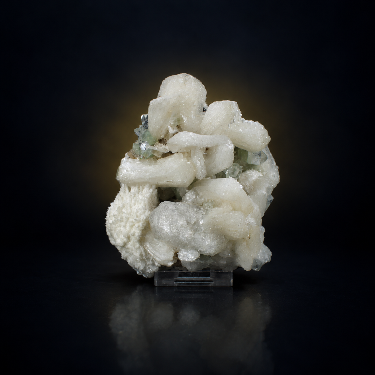 Natural Green Apophyllite with Stilbite, Heulandite & Basalt Matrix – 400 g
