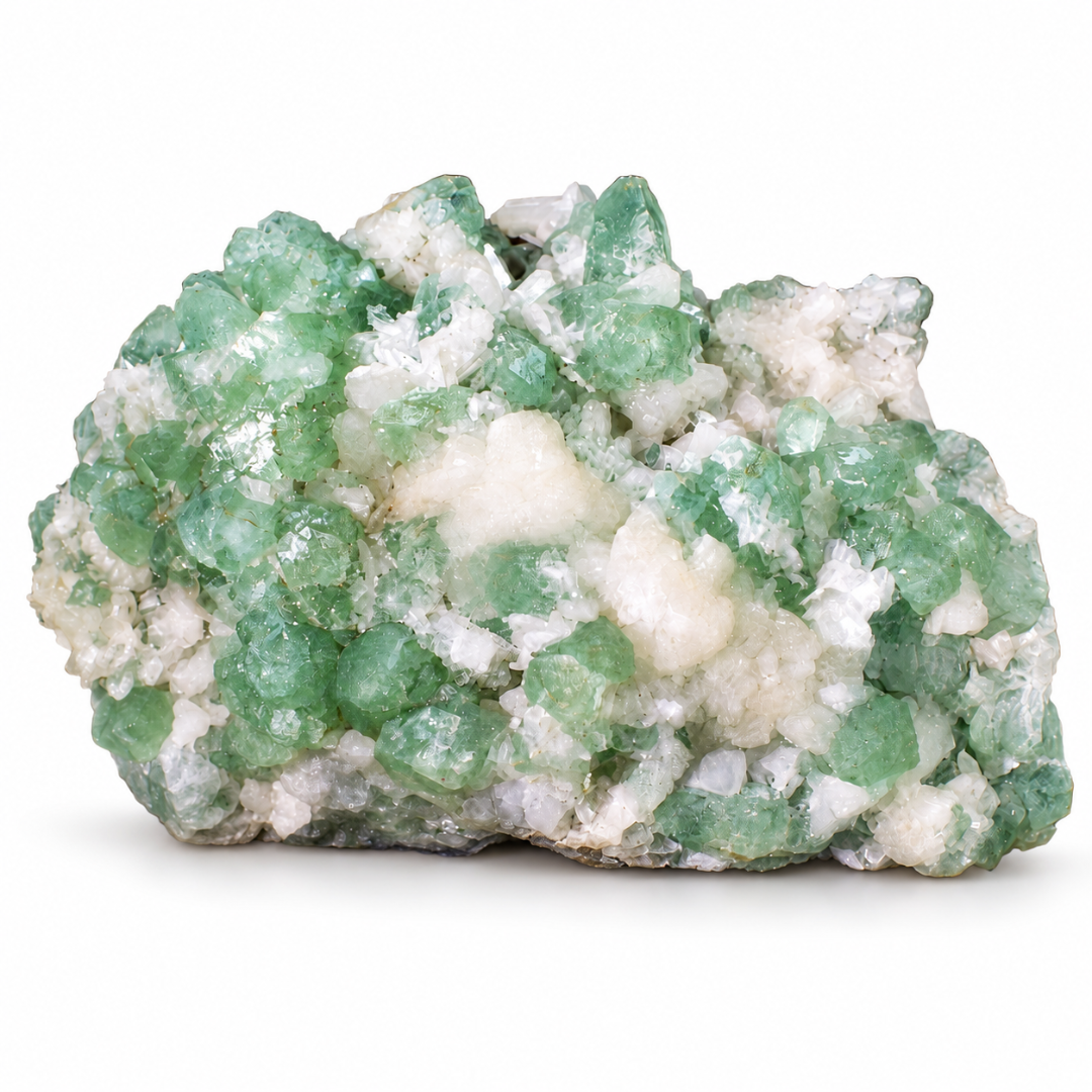 Natural Apophyllite Green Crystal Heulandite Matrix Mineral Specimen