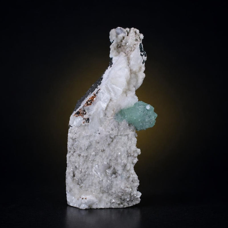 Green Apophyllite Crystal Group with White Stilbite | 290 g | 14 × 6 × 5 cm