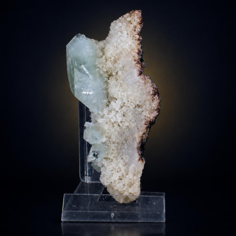 Green Apophyllite Tabular Crystal on Stilbite Matrix | 60 g | 9 × 4 × 3 cm