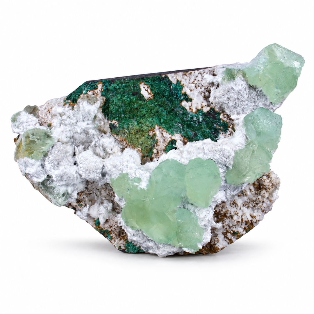 Green Apophyllite on White Matrix – Natural Mineral Specimen