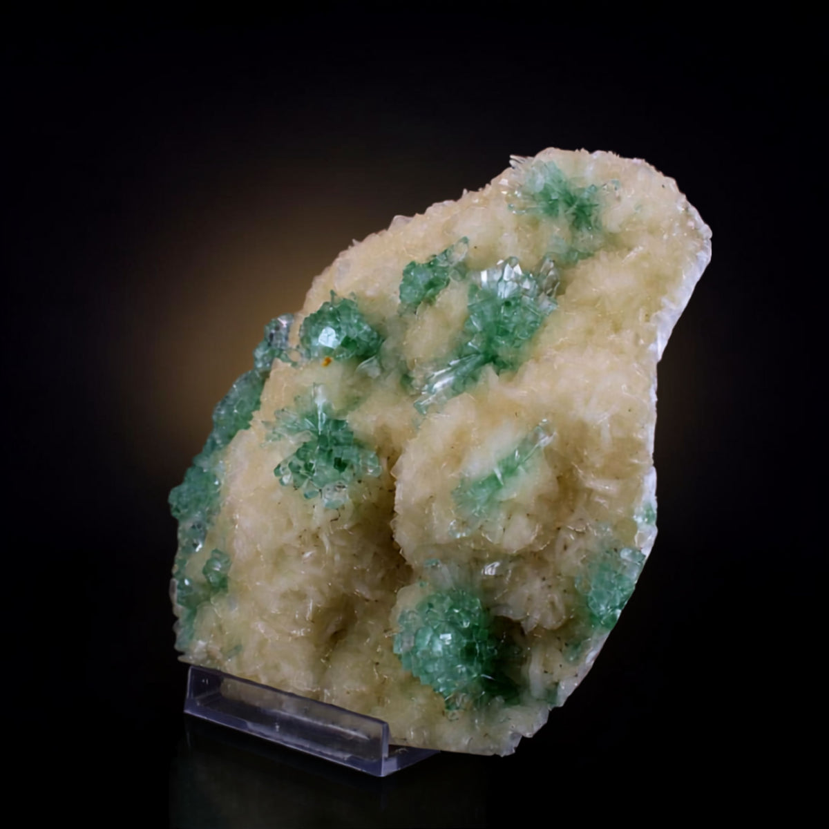 Natural Green Apophyllite with Stilbite Crystal Matrix Mineral Specimen from India |1200 gm 19 × 15 × 3 cm