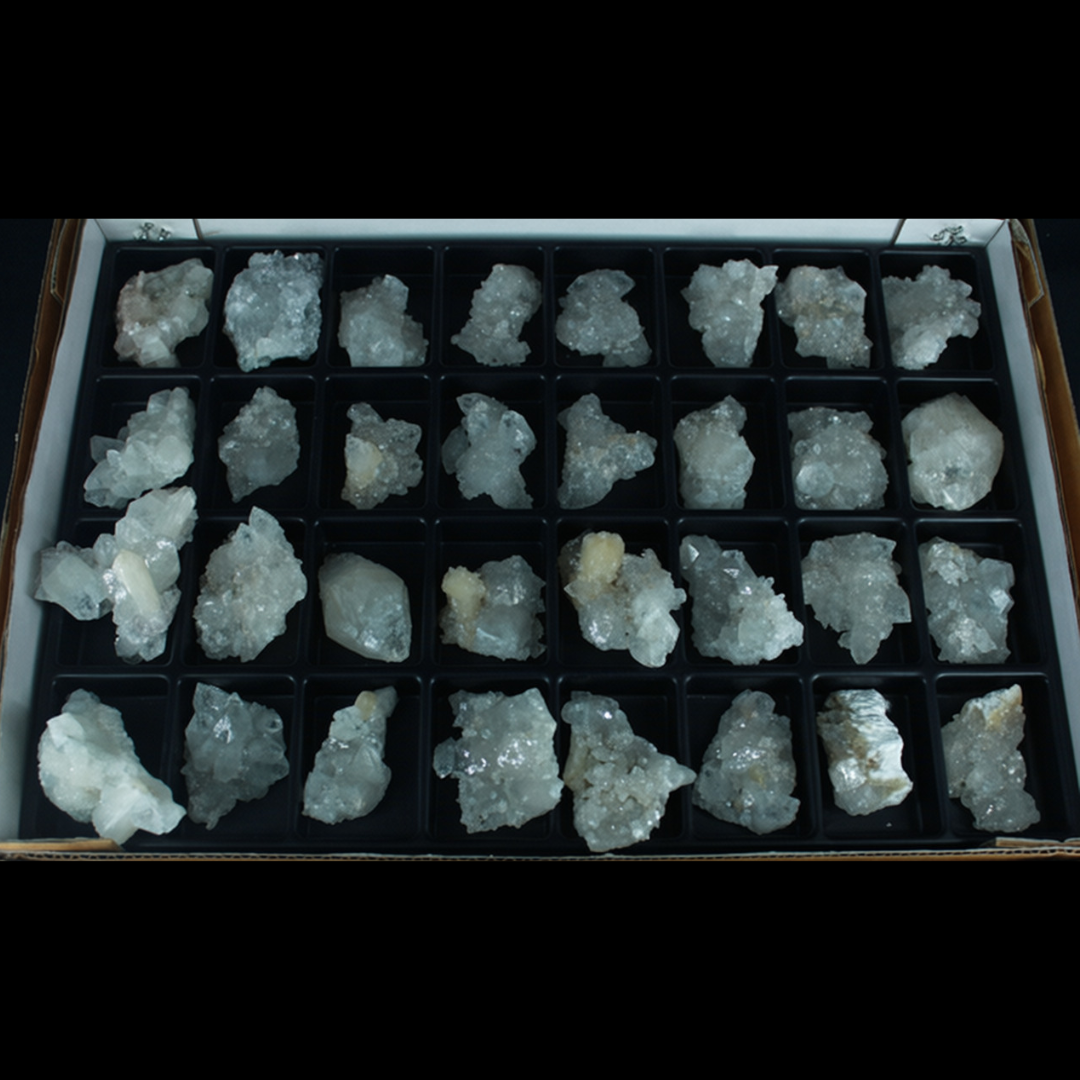Natural Green Apophyllite, Stilbite with Heulandite Crystal Lot – 24 Pieces from India