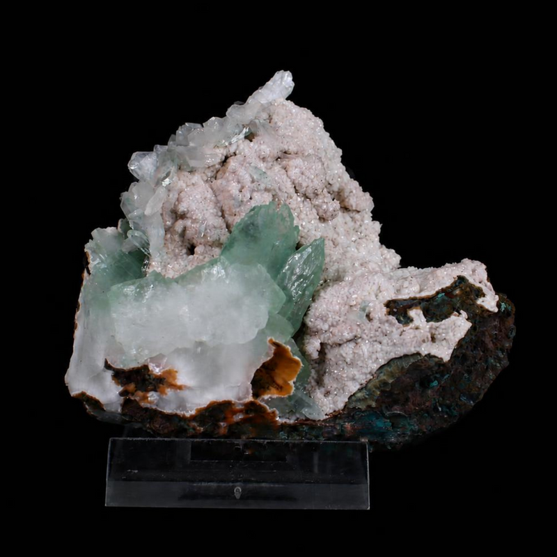 Green Apophyllite Tabular Crystal Group on Stilbite Matrix Specimen — Pune, India | 100 g | 7 × 7 × 3 cm
