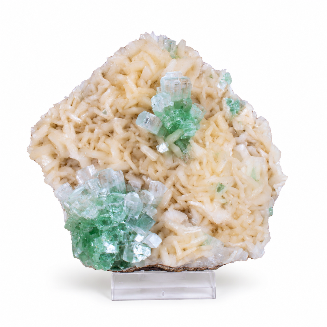 Green Apophyllite with Heulandite – Natural Mineral Specimen