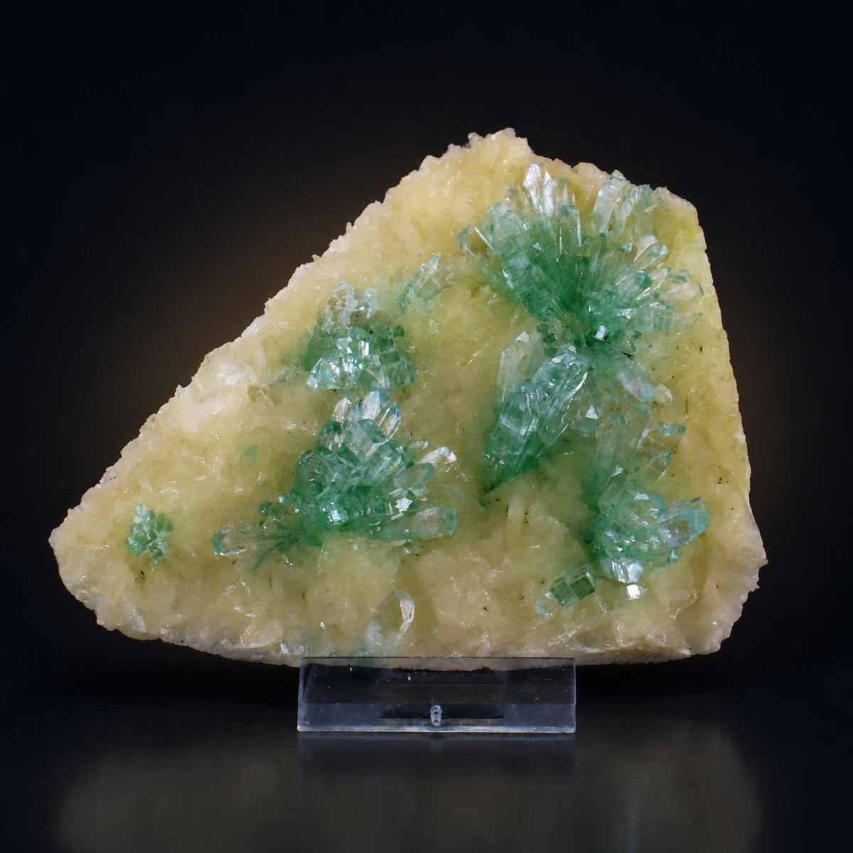 Natural Green Apophyllite with Stilbite Crystal Matrix Mineral Specimen from India 190 gm 11 × 10 × 2 cm