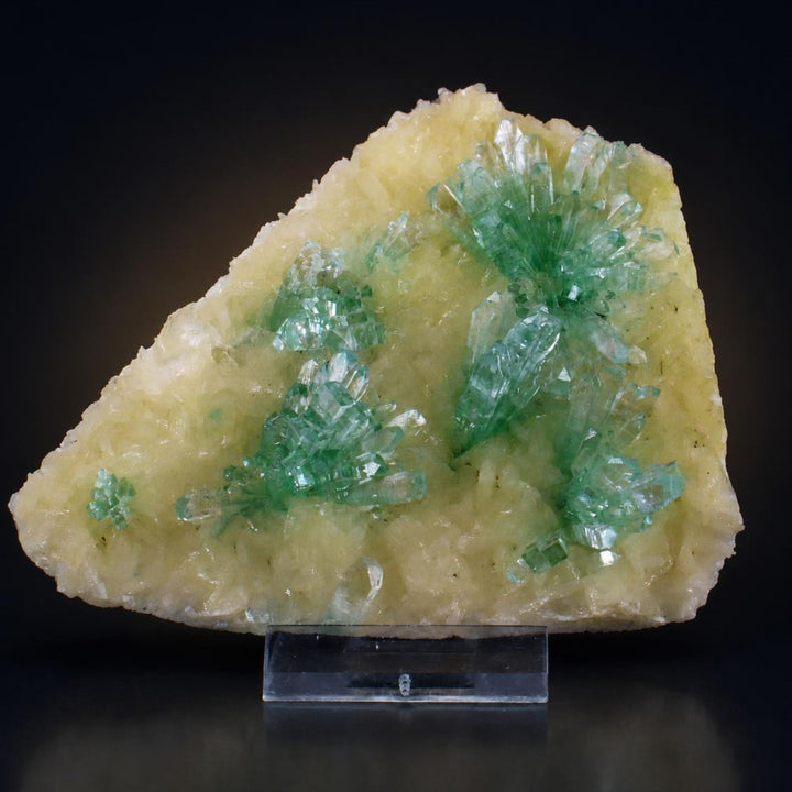 Green Apophyllite Crystal Group with Stilbite on Matrix — India | 190 g | 11 × 10 × 2 cm