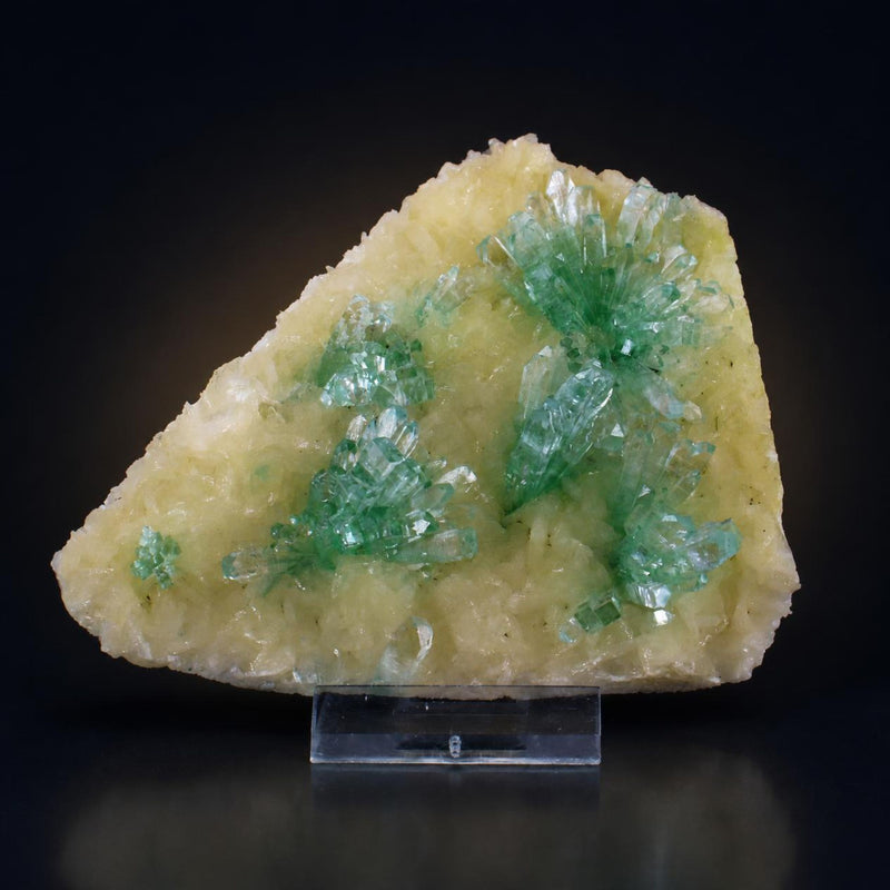 Natural Green Apophyllite with Stilbite Crystal Matrix Mineral Specimen from India 190 gm 11 × 10 × 2 cm