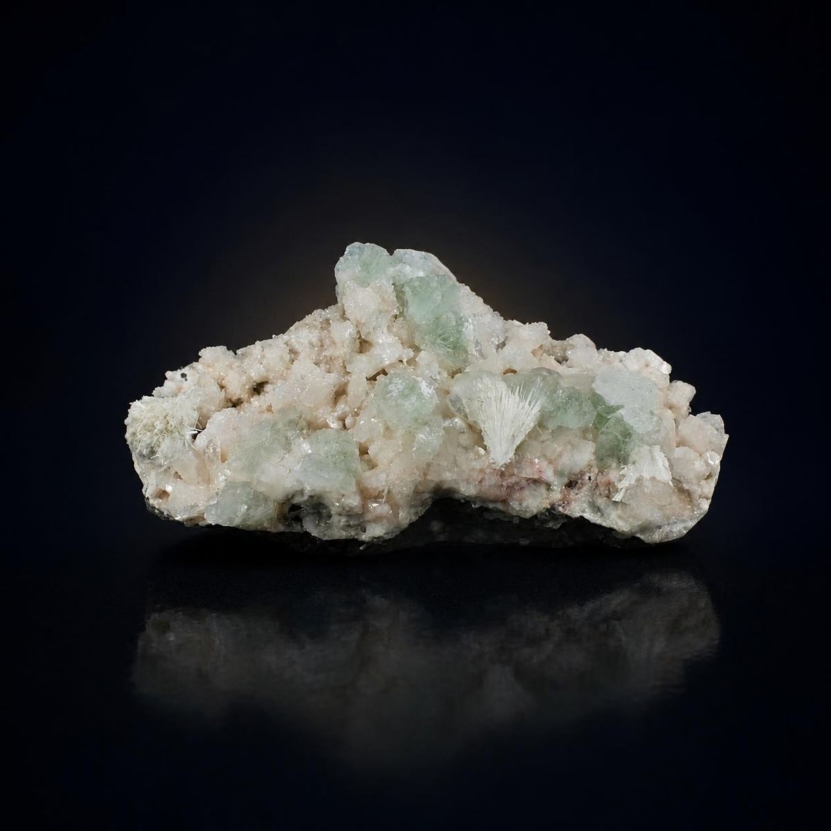 Natural Green Apophyllite with Heulandite & Scolecite Crystal Specimen | India | 14×8×3 cm | 550g