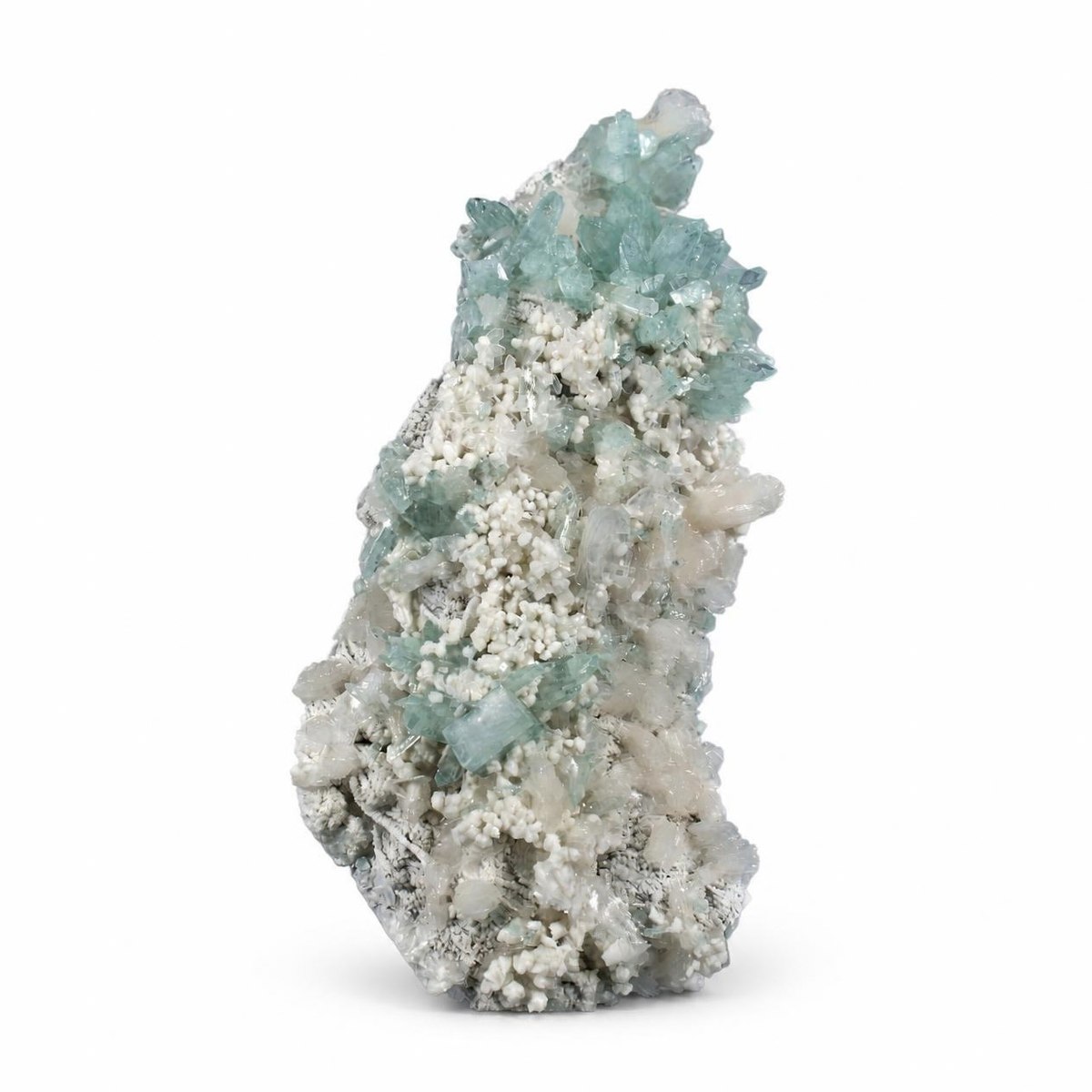 Natural Green Apophyllite with Heulandite &amp; Scolecite Crystal Specimen – India