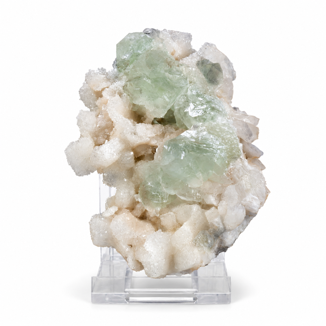 Natural Green Apophyllite with Stilbite Mineral Specimen – 100g