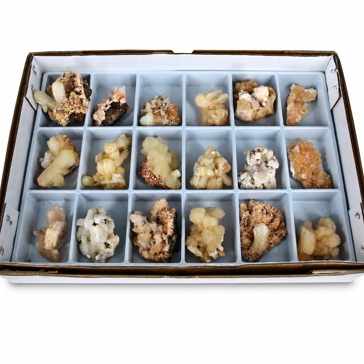 Stilbite &amp; Heulandite Mixed Crystal Lot – 18 Pieces