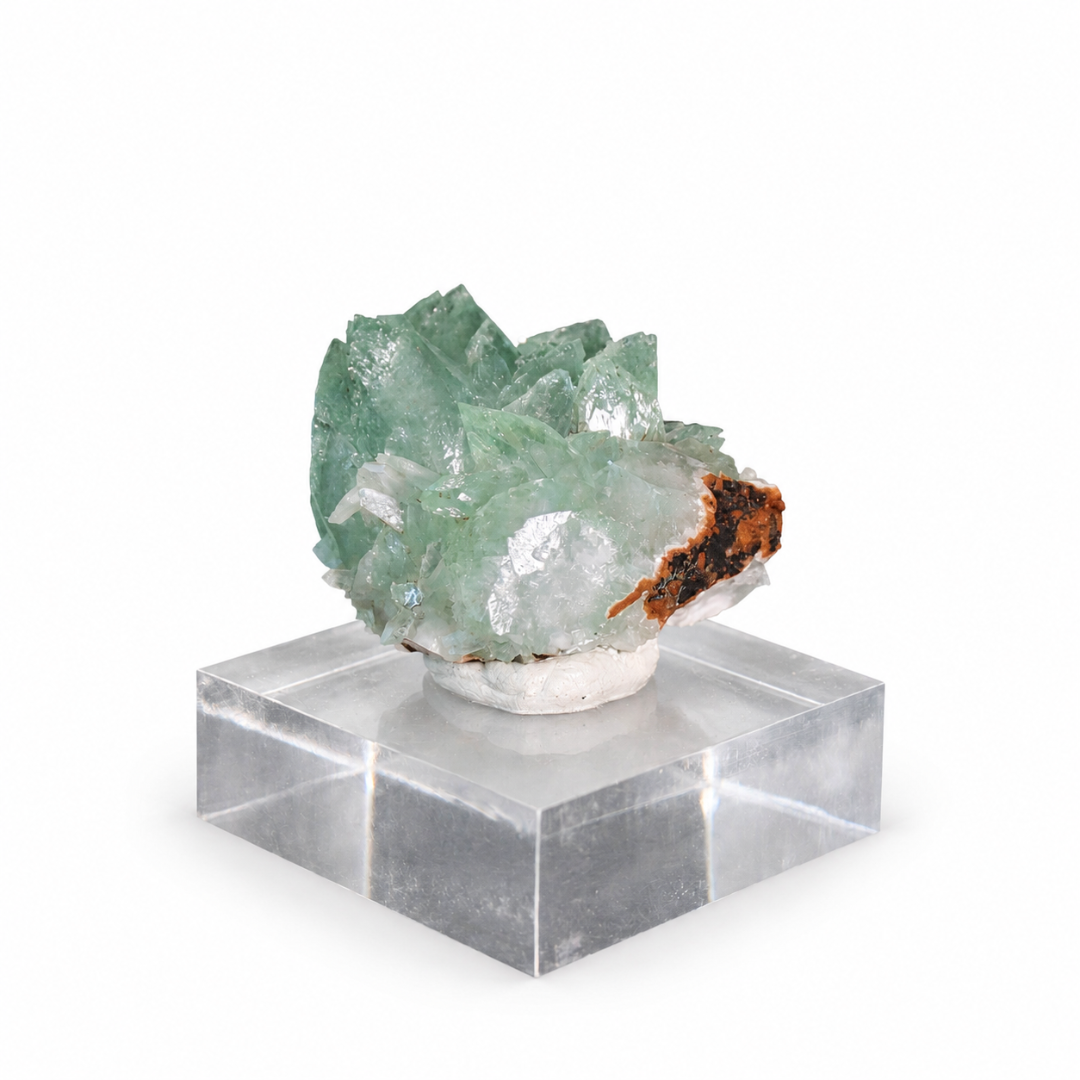 Natural Green Apophyllite Crystal Matrix – Mineral Specimen from India