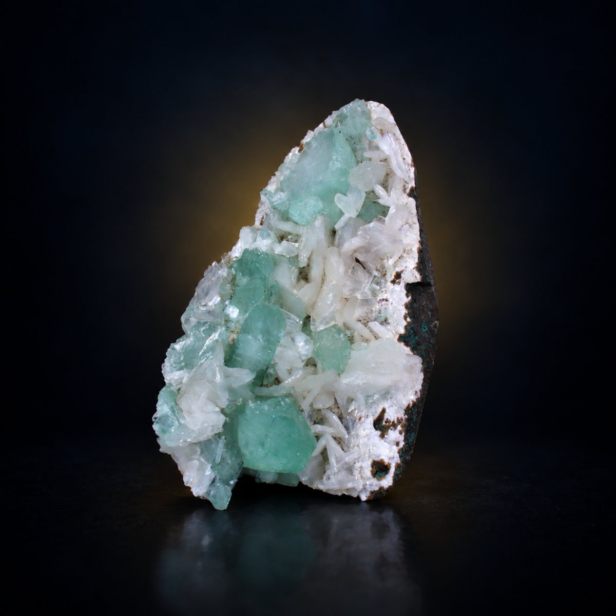 Natural Green Apophyllite with Stilbite on Matrix – 150 g