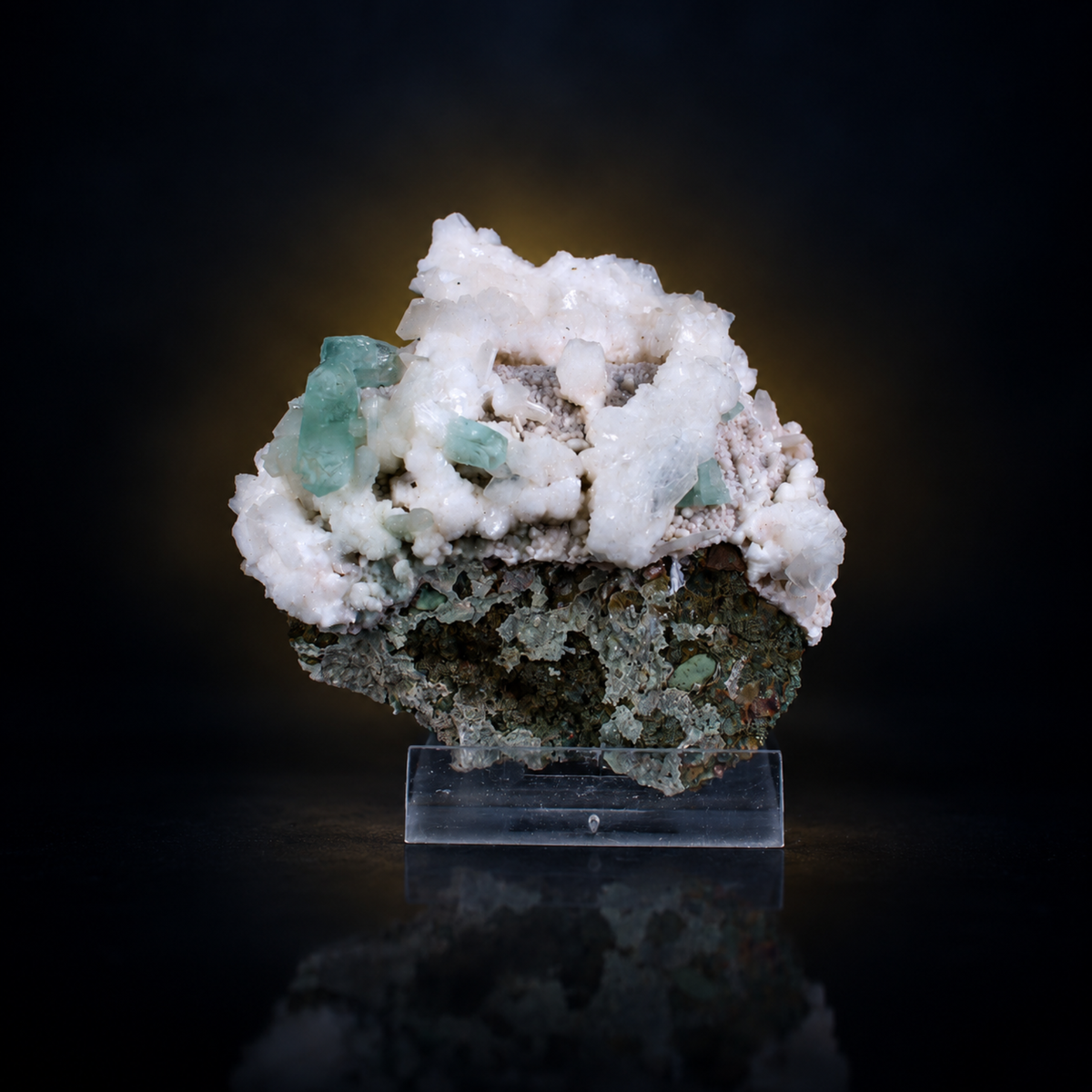 Natural Green Apophyllite with Stilbite on Matrix – 90 g