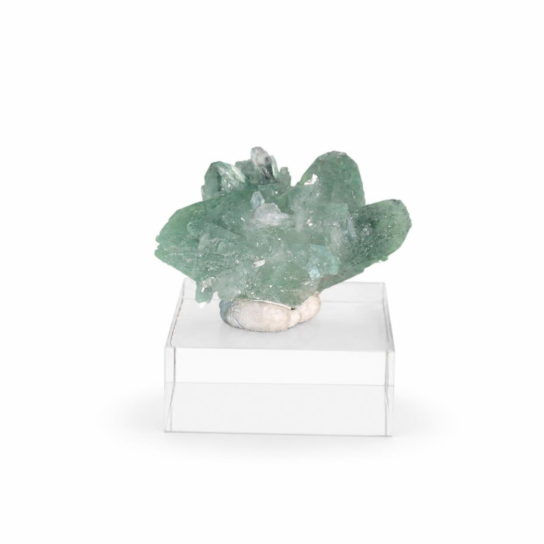 Natural Green Apophyllite Crystal Matrix – Mineral Specimen from India